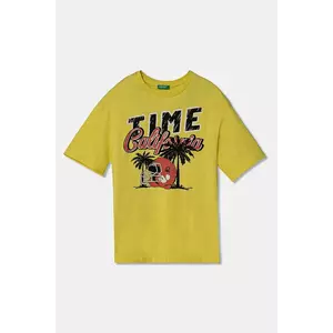 United Colors of Benetton tricou de bumbac pentru copii culoarea galben, cu imprimeu, 3I1XC10O4 imagine