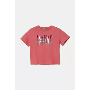 United Colors of Benetton tricou de bumbac pentru copii culoarea roz, 3I1XC10NY imagine