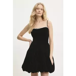 Answear Lab rochie de catifea culoarea negru, mini, evazată imagine