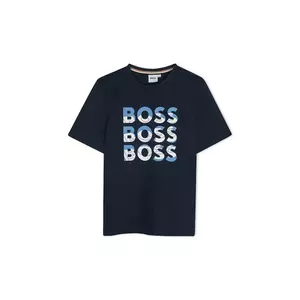 BOSS tricou de bumbac pentru copii culoarea albastru marin, cu imprimeu, J52038 imagine