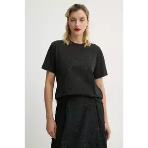 MUNTHE tricou din bumbac FENELLA femei, culoarea negru, 251111325161 imagine