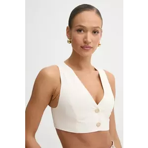 Simona Corsellini vestă culoarea bej, un singur rand de nasturi, P25CPTO011 imagine