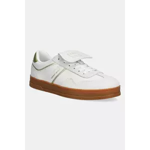 Tommy Jeans sneakers din piele THE GREENWICH FLAP femei, culoarea alb, EN0EN02715 imagine