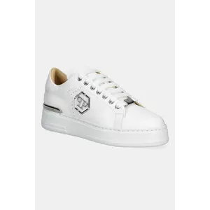 Philipp Plein sneakers din piele Nappa Lo-Top Hexagon culoarea alb, USC0670 PLE010N 01 imagine