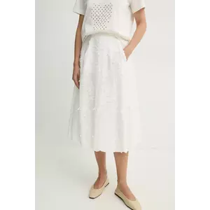 MUNTHE fusta din bumbac FIAMMA culoarea alb, midi, evazati, 251122225125 imagine