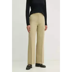 Sisley pantaloni femei, culoarea verde, drept, high waist, 4KVXLF02I imagine