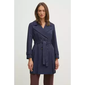 Sisley trenci femei, culoarea albastru marin, de tranzitie, cu doua randuri de nasturi imagine