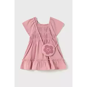 Mayoral rochie din bumbac pentru bebeluși culoarea roz, mini, evazată, 1920 imagine