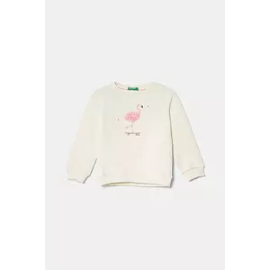 United Colors of Benetton hanorac de bumbac pentru copii culoarea bej, cu imprimeu, 3J68G10J0 imagine