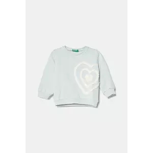 United Colors of Benetton hanorac de bumbac pentru copii culoarea turcoaz, cu imprimeu, 3J68G10J0 imagine