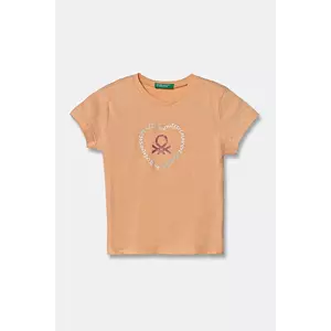 United Colors of Benetton tricou de bumbac pentru copii culoarea portocaliu, 3I1XG10HU imagine