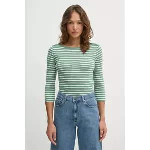 United Colors of Benetton longsleeve din bumbac culoarea verde, 30YSD109W imagine