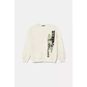United Colors of Benetton hanorac de bumbac pentru copii culoarea bej, cu imprimeu, 3UNIC10O3 imagine