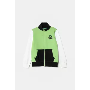 United Colors of Benetton hanorac de bumbac pentru copii culoarea verde, neted, 3J68C501B imagine