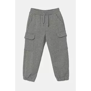 United Colors of Benetton pantaloni de trening din bumbac pentru copii culoarea gri, neted, 3UNIGF045 imagine