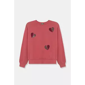 United Colors of Benetton hanorac de bumbac pentru copii culoarea roz, cu imprimeu, 3J68C10NX imagine