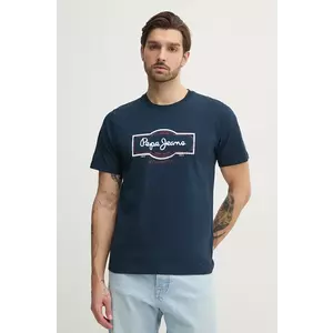 Pepe Jeans tricou din bumbac DAXTON TEE barbati, culoarea albastru marin, cu imprimeu, PM509786 imagine