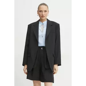 BOSS geaca de lana culoarea negru, desfacut, neted, 50537387 imagine