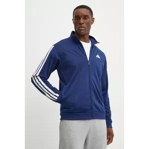 adidas bluza 3-Stripes barbati, culoarea albastru marin, cu imprimeu, JI8817 imagine