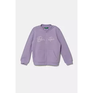United Colors of Benetton hanorac de bumbac pentru copii culoarea violet, modelator, 3J70G503N imagine
