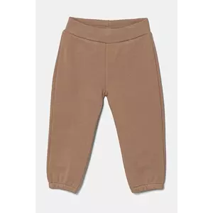 United Colors of Benetton pantaloni de trening din bumbac pentru bebeluși culoarea verde, neted, 3J70AF029 imagine