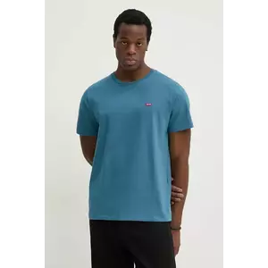 Levi's tricou din bumbac barbati, culoarea turcoaz, neted imagine