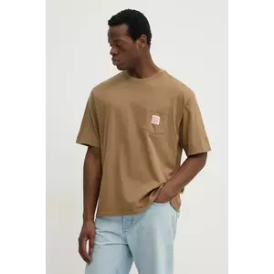 Levi's tricou din bumbac barbati, culoarea maro, neted, A5850 imagine