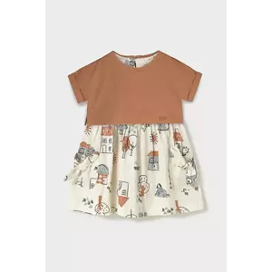 Mayoral rochie din bumbac pentru copii culoarea maro, mini, evazată, 1918 imagine