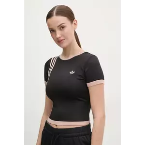 adidas Originals tricou KNITTED 3S TEE femei, culoarea negru, JJ0960 imagine