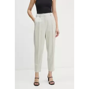 Bruuns Bazaar pantaloni din lana culoarea bej, drept, high waist, BBW4205 imagine