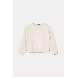 United Colors of Benetton hanorac de bumbac pentru copii culoarea bej, neted, 3UNIG10IO imagine