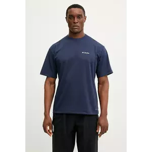 Columbia tricou sport Cedar Trail barbati, culoarea albastru marin, cu imprimeu, 2120381 imagine