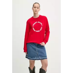 Tommy Jeans bluza femei, culoarea rosu, cu imprimeu, DW0DW21770 imagine