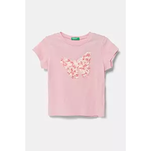 United Colors of Benetton tricou de bumbac pentru copii culoarea roz, 3I1XG10J1 imagine