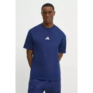 adidas tricou din bumbac Essential barbati, culoarea albastru marin, cu imprimeu, JF1093 imagine