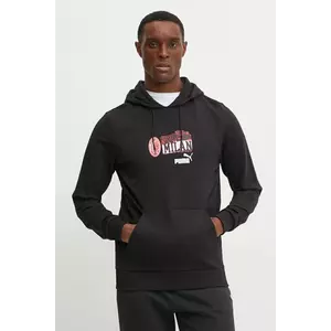 Puma hanorac de bumbac barbati, culoarea negru, cu glugă, cu imprimeu, 779323 imagine