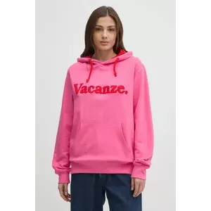 Drivemebikini bluza Vacanze Chenille femei, culoarea roz, cu glugă, cu imprimeu, 2024-DMBS-027-PR imagine