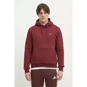 adidas Originals bluza Essential barbati, culoarea bordo, cu glugă, cu imprimeu, JD2403 imagine