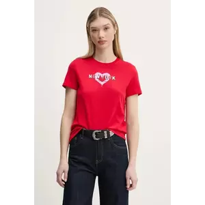 Tommy Jeans tricou din bumbac femei, culoarea rosu, DW0DW21769 imagine