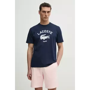 Lacoste tricou din bumbac barbati, culoarea albastru marin, cu imprimeu, TH2733 imagine