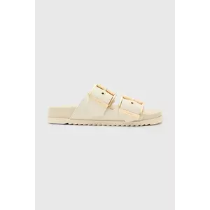 AllSaints slapi de piele Sian Sandal femei, culoarea bej, W034FC imagine