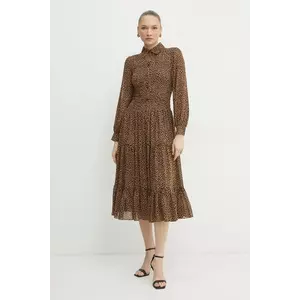 MICHAEL Michael Kors rochie culoarea maro, midi, evazată, MR582L7GRY imagine