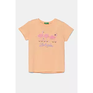 United Colors of Benetton tricou de bumbac pentru copii culoarea portocaliu, 3I1XG10J1 imagine