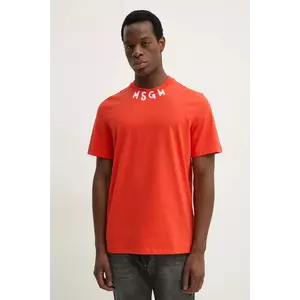 MSGM tricou din bumbac barbati, culoarea rosu, cu imprimeu, 3840MM102.257002 imagine