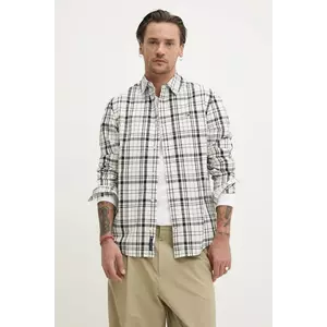 Tommy Jeans camasa din bumbac barbati, culoarea bej, cu guler clasic, regular, DM0DM20885 imagine