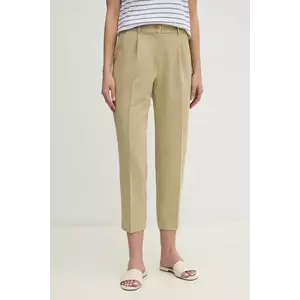 Sisley pantaloni femei, culoarea verde, drept, high waist imagine