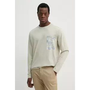 BOSS Orange longsleeve din bumbac culoarea bej, cu imprimeu, 50534926 imagine