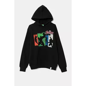 United Colors of Benetton hanorac de bumbac pentru copii x Marvel culoarea negru, cu glugă, cu imprimeu, 3PQMC204F imagine