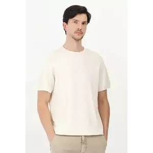 Medicine tricou din bumbac barbati, culoarea bej, neted imagine