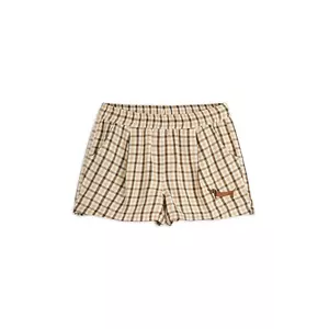 Mini Rodini pantaloni scurti copii Gingham culoarea bej, modelator, 2523016013 imagine